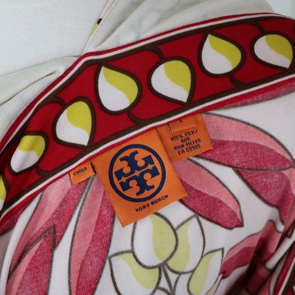 Tory Burch Floral Dress In Silk Jersey - Designer Sheath Dress For Summer - Picture 7 of 11